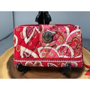 Vera Bradley Lg Turn Clasp Wallet 7.5"x4.5" Bill Coin ID CC Zipper